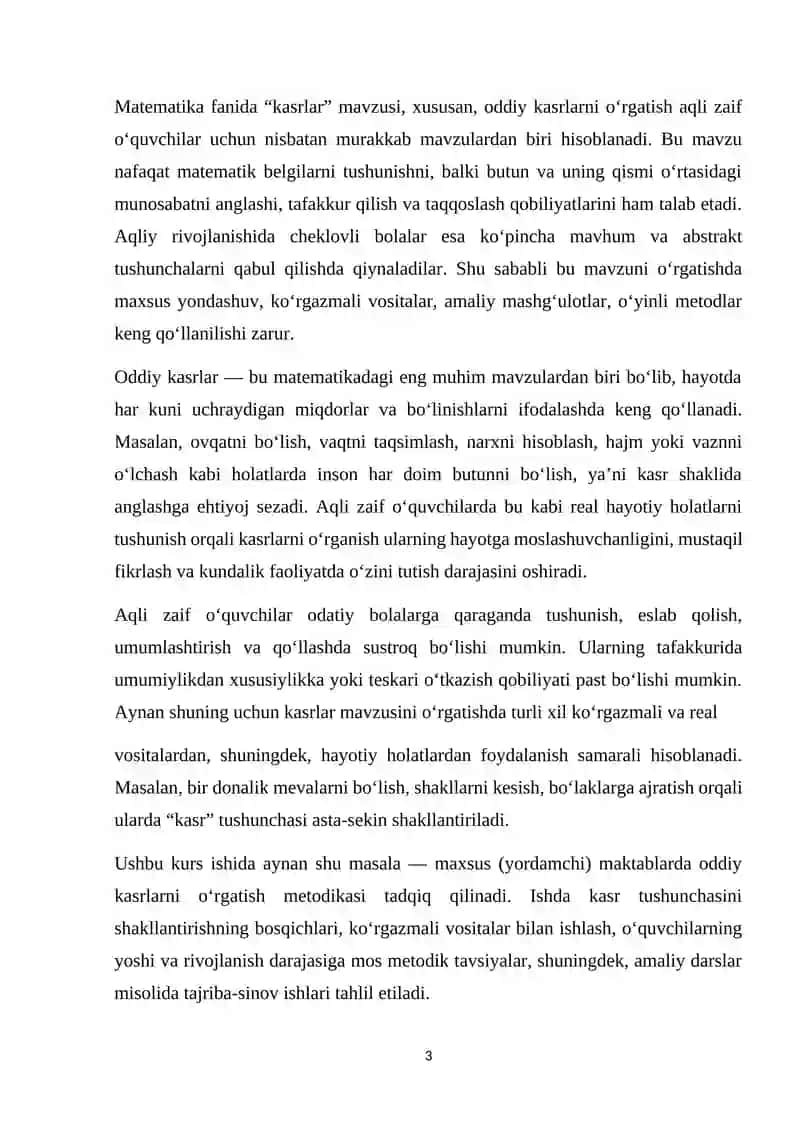 Oddiy kasrlarni o’rganish metodikasi 3