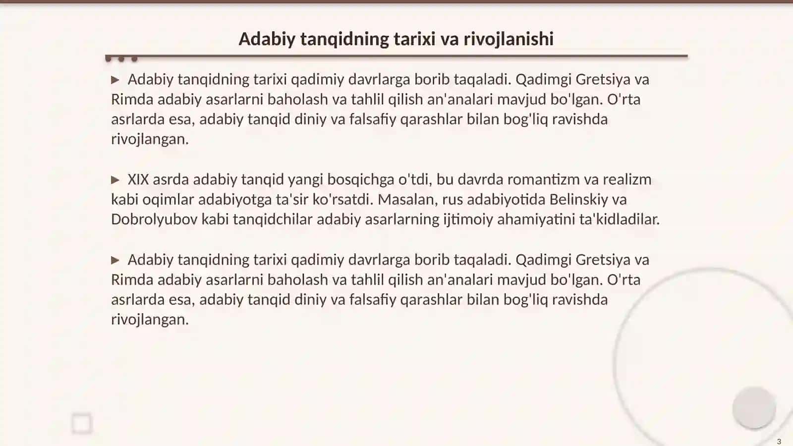 Adabiy tanqid adabiyotshunoslikning tarkibiy qismi sifatida 3