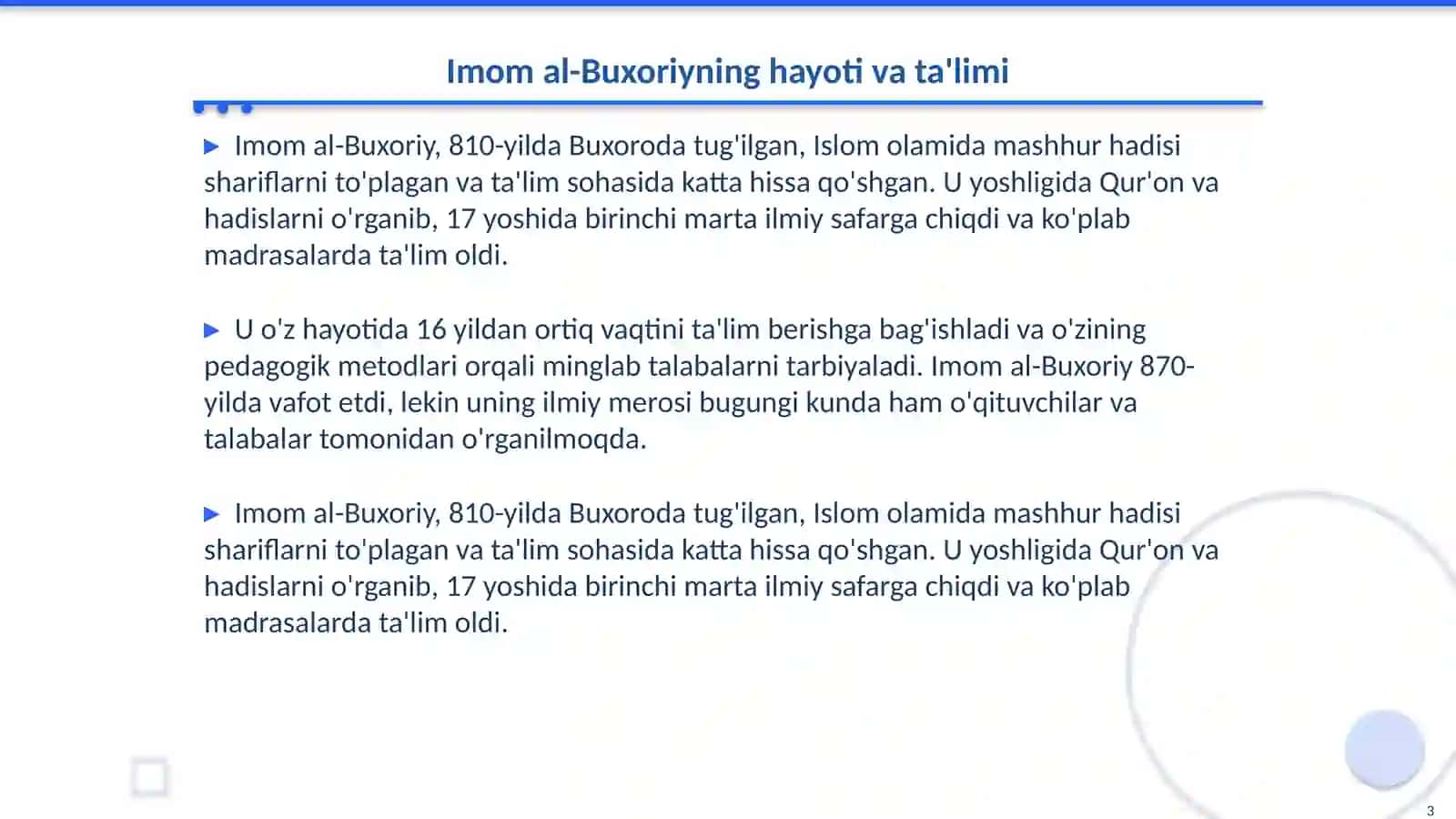 Imom al-Buxoriyning pedagogik gʻoyalari 3