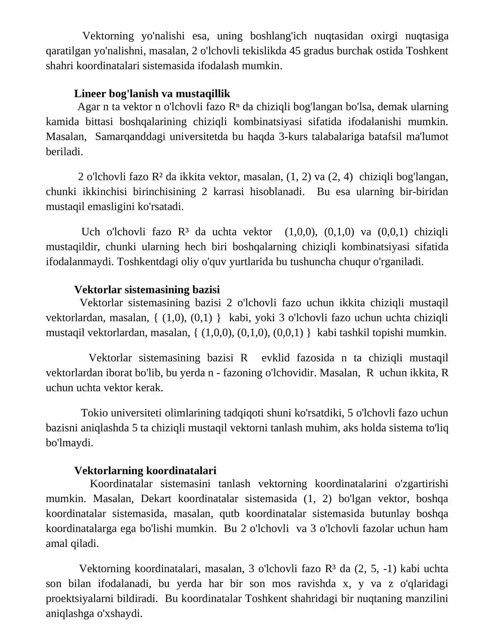 Vektorlar va ular ustida amallar 3