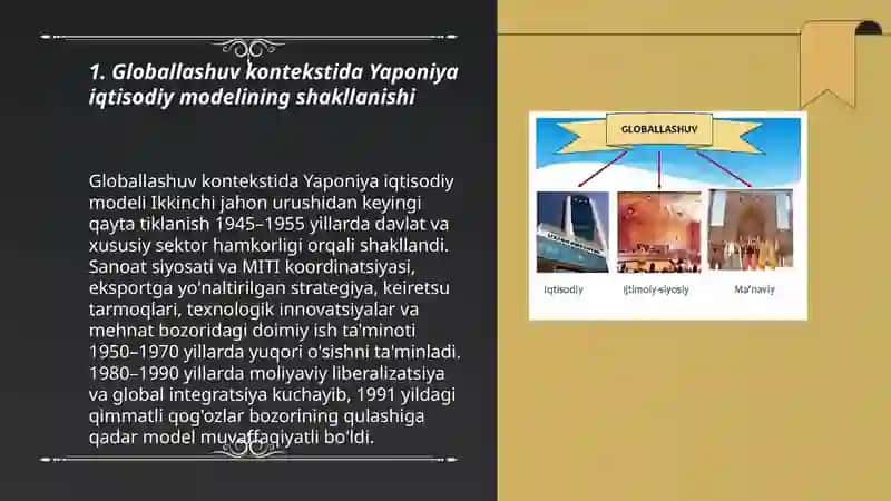 Globallashuv va Yaponyaning iqtisodiy rivojlanishining xususiyatlari 3