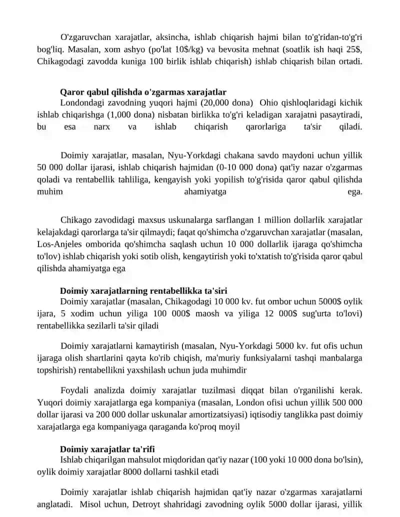 Doimiy xarajatlar xulqini tahlil qilish 3