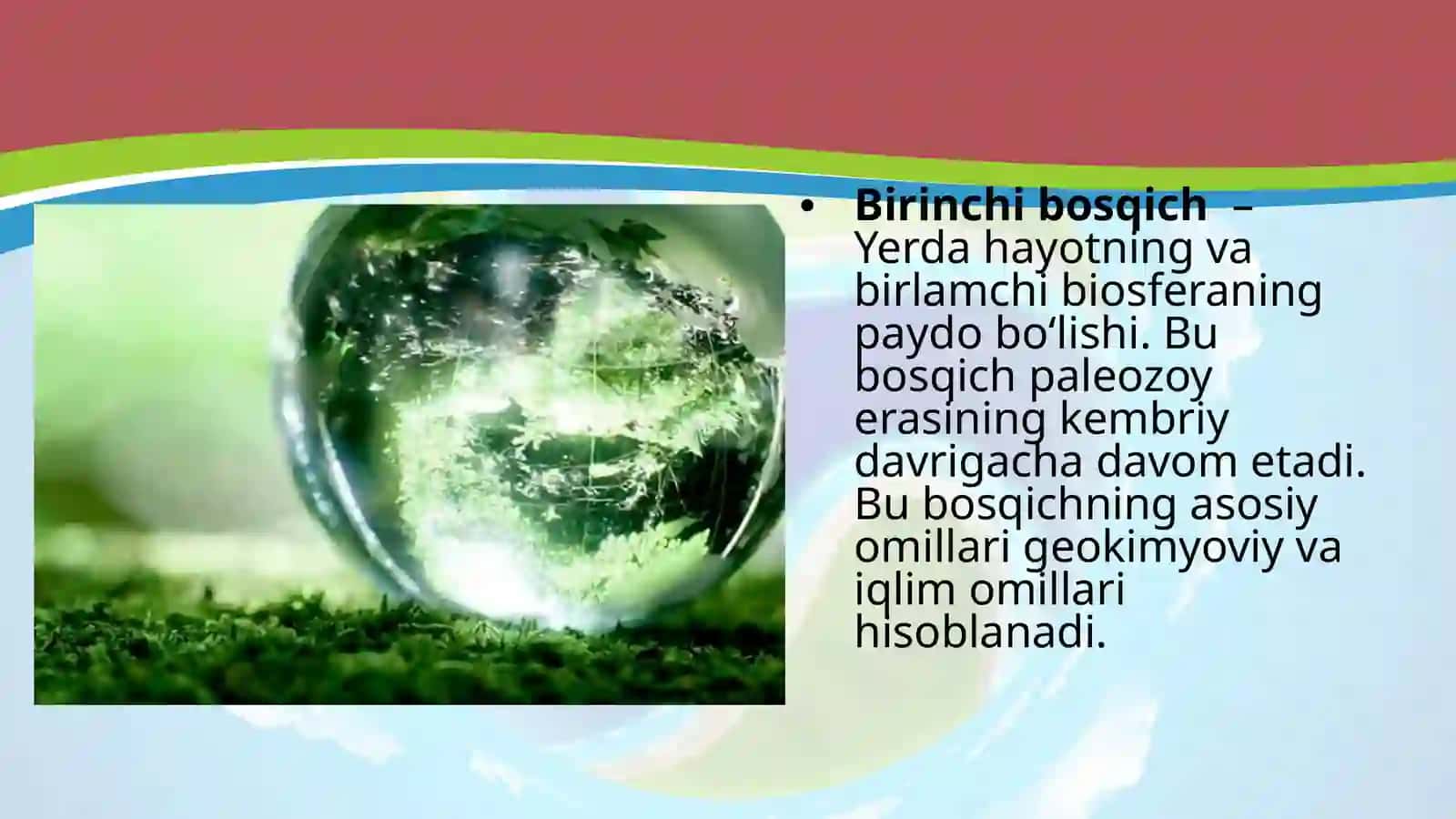 "Biosfera Evolutsiyasi. Biogenez" Dars Ishlanmasi 3