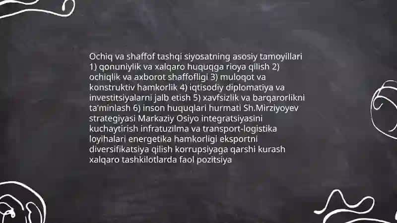 Ochiq va Shaffof Tashqi Siyosati 3