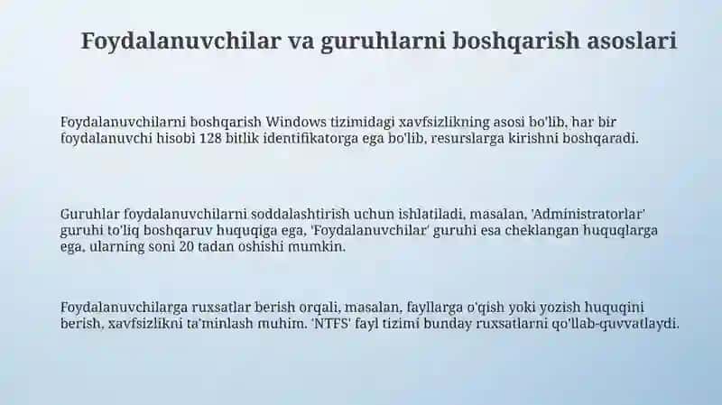 Foydalanuvchilar va guruhlarni boshqarish 3