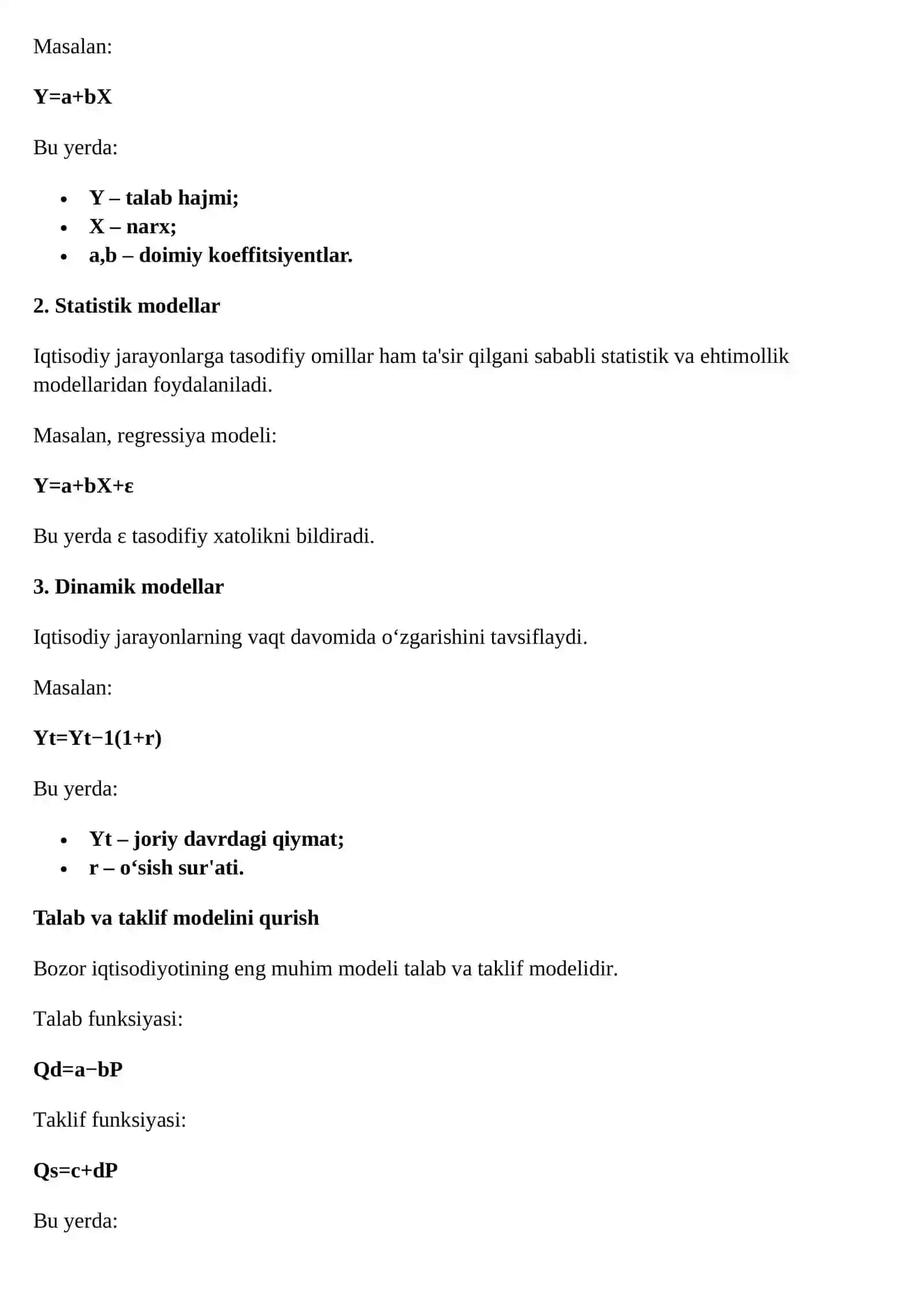 Bozor iqtisodiyoti jarayonlarini modellashtirish 3