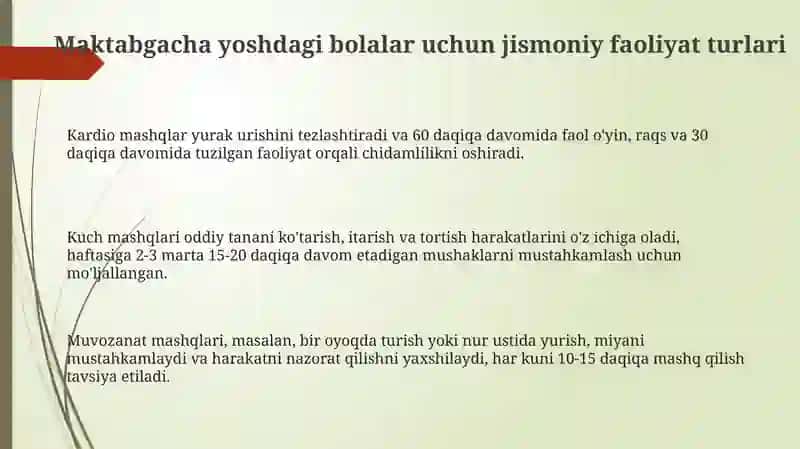 Maktabgacha yoshdagi bolalar uchun jismoniy mashqlar 3