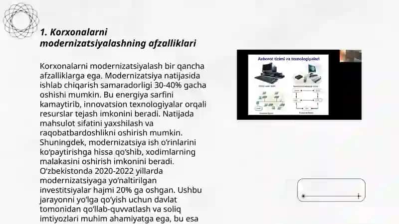 Korxonalarni modernizatsiyalash va texnik qayta qurollantirishning samaradorligi 3