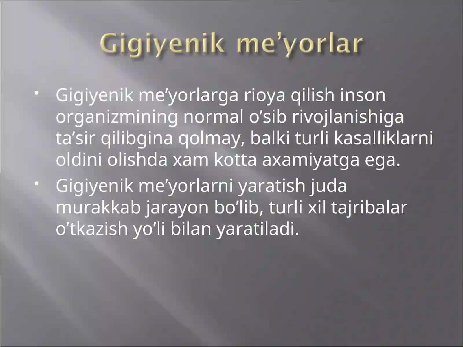 Gigiyenik me’yor va reglamentlarning axamiyati 3