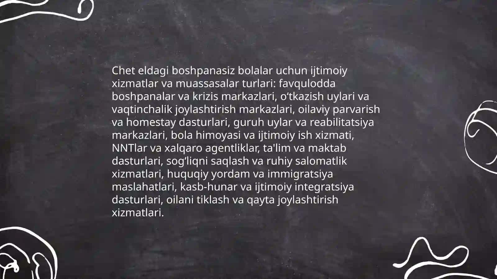 Chet eldagi boshpanasiz va qochoq bolalar uchin muassaslari 3