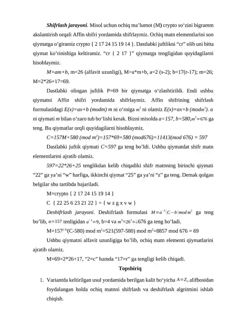 Bir qiymatli o‘rniga qo‘yishga asoslangan shifrlar tahlili 3