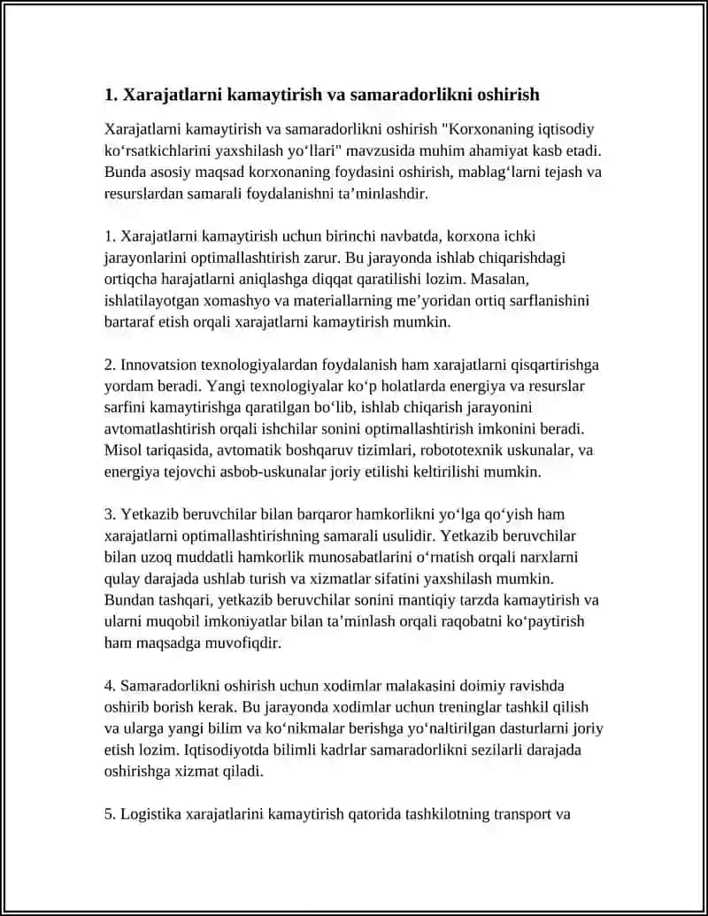 KORXONANING IQTISODIY KO'RSATKICHLARINI YAXSHILASH YO‘LLARI 3