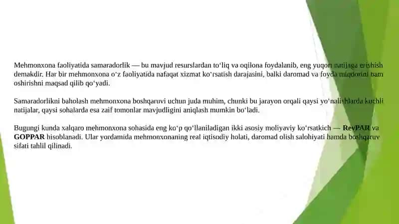 RevPAR va GOPPAR ko‘rsatkichlari orqali mehmonxona samaradorligini baholash 3
