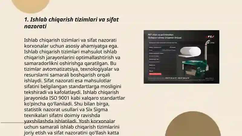 Ishlab chiqarish va uning tarmoqlarida sifat boshqaruvi 3