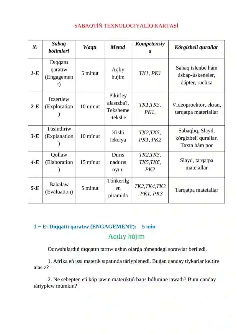 AFRIKA MATERIGINIŃ KLIMAT ÓZGESHELIKLERI. KLIMAT POYASLARÍ 3