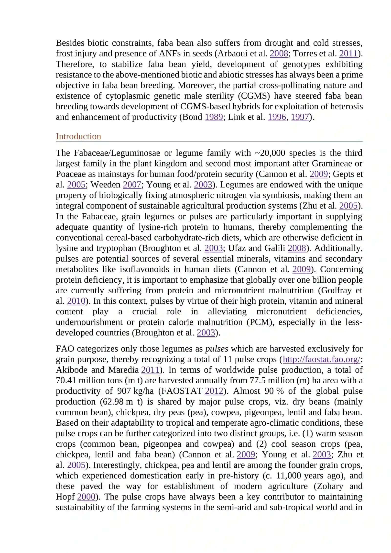 Genomics-assisted breeding in four major pulse crops of developing countries: present status and prospects 3