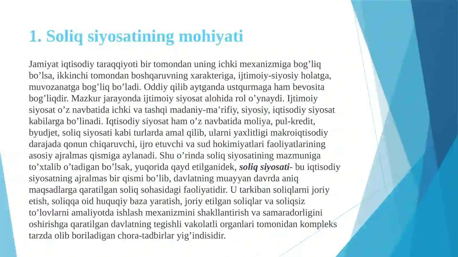 Soliq siyosati va uning asosiy yo’nalishlari 3