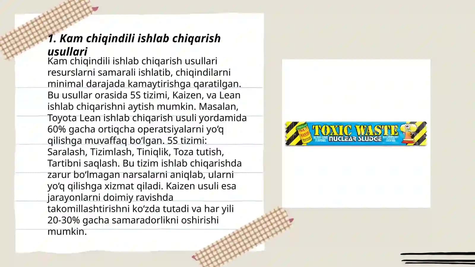 Kam chiqindili ishlab chiqarish usullari 3
