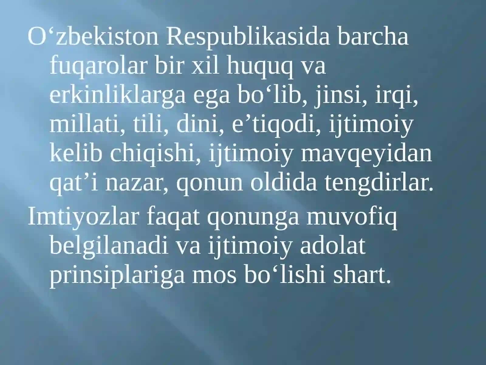Insonning shaxsiy-huquq, muqomidagi vagohlari 3