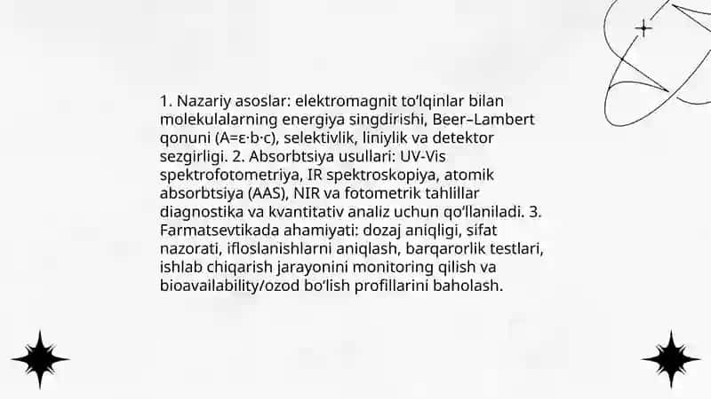 Absorbtsiya usullarini farmatsevtika sanoatida qo‘llanilishi 3