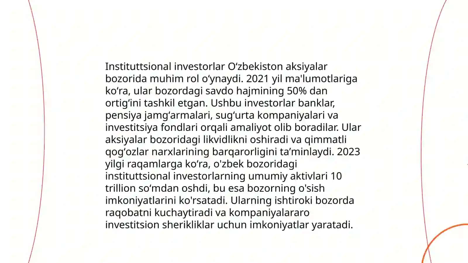 O'zbek aksiyalar bozorining rivojlanishidagi institutsional investorlardan foydalanish imkoniyatlari 3