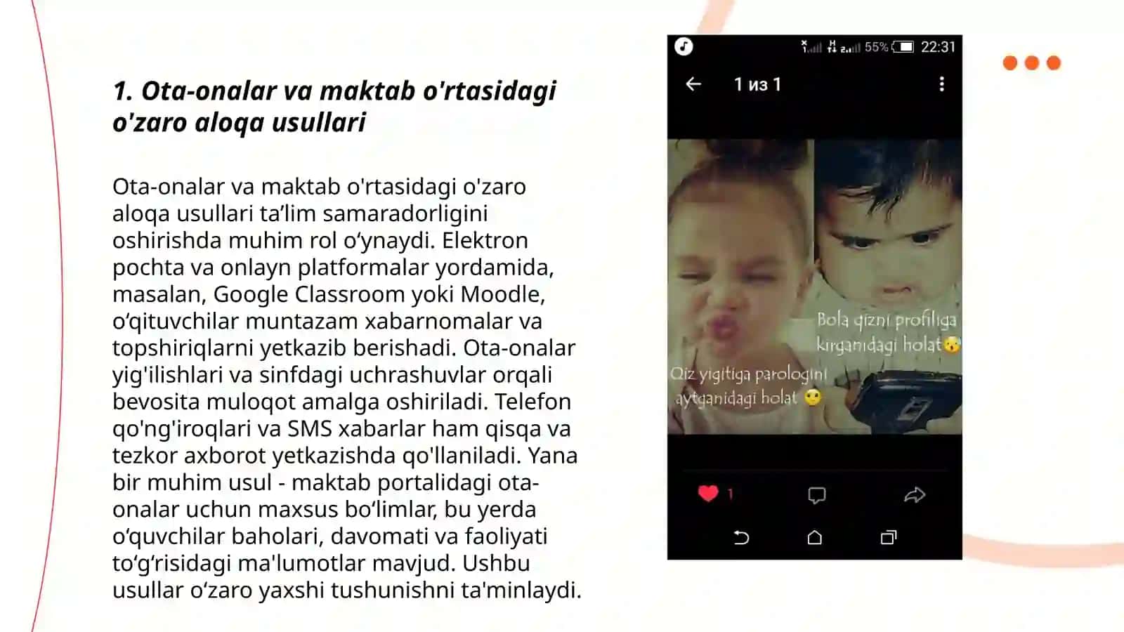Maktabda ota-ona va pedogoglar o'rtasidagi o'zaro hamkorlik munosabatlarini rivojlantirish 3