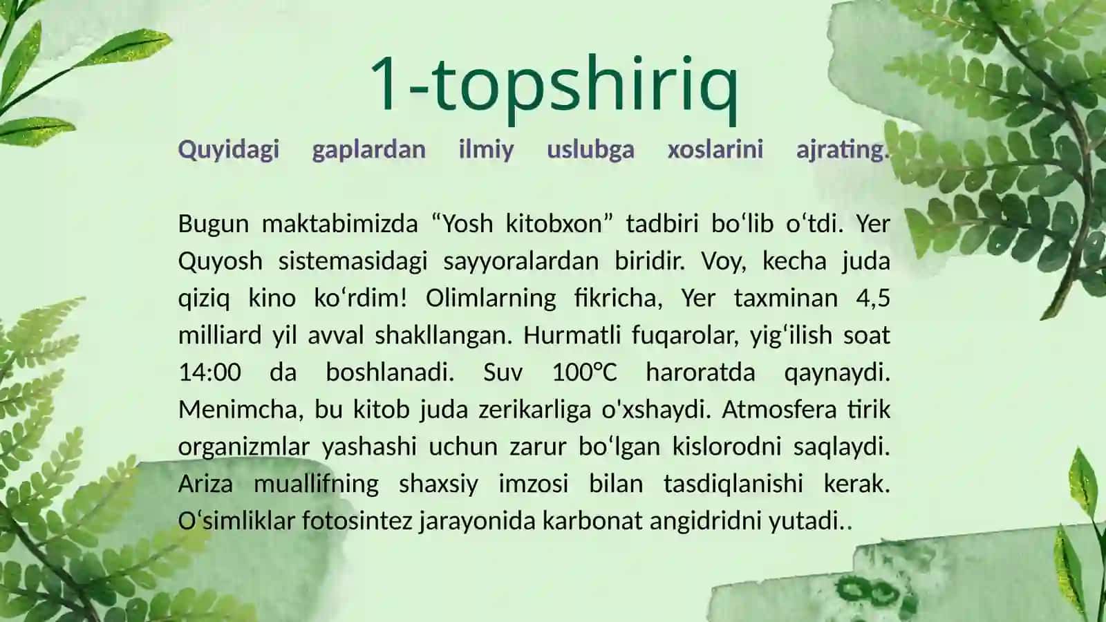 Nutq uslublari bo'yicha mashq va topshiriqlar 3