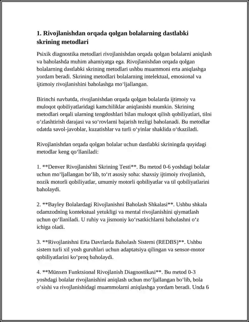 RIVOJLANISHDAN ORQADA QOLGAN PSIXIK DIAGNOSTIKA METODI 3
