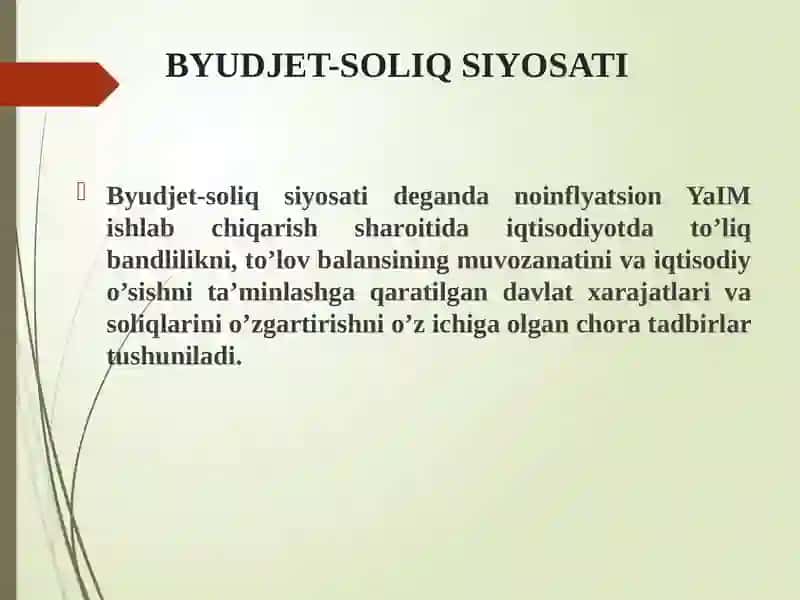 BUDJET-SOLIQ SEKTORINING MAKROIQTISODIY TAHLILI 3