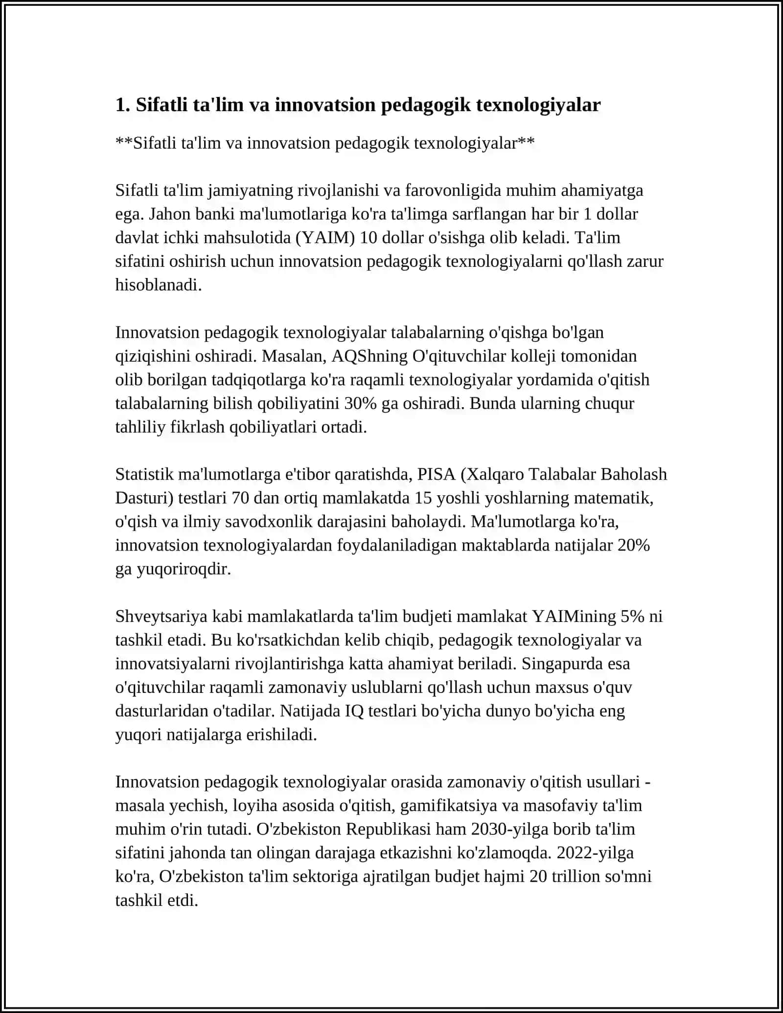 SIFATLI TA'LIM VA BARQAROR RIVOJLANISH MAQSADLARIGA ERISHISHDA INNOVATSION PEDAGOGIK YONDASHUVLAR 3