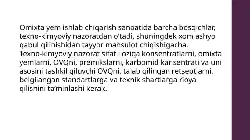 Omuxta yem ishllab chiqarish korxonalarida texnik kimyoviy nazorat 3