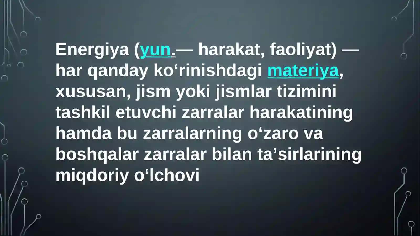 energiya.Issiqlikvayorug‘lik. Tovush.Harakatvatezlik.Magnit 3