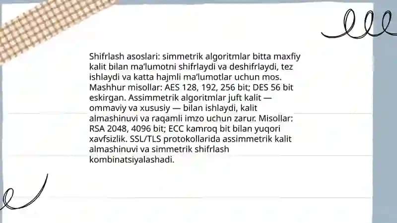 Maʼlumotlarni himoya qilish texnologiyalari kriptografiya SSL VPN 3