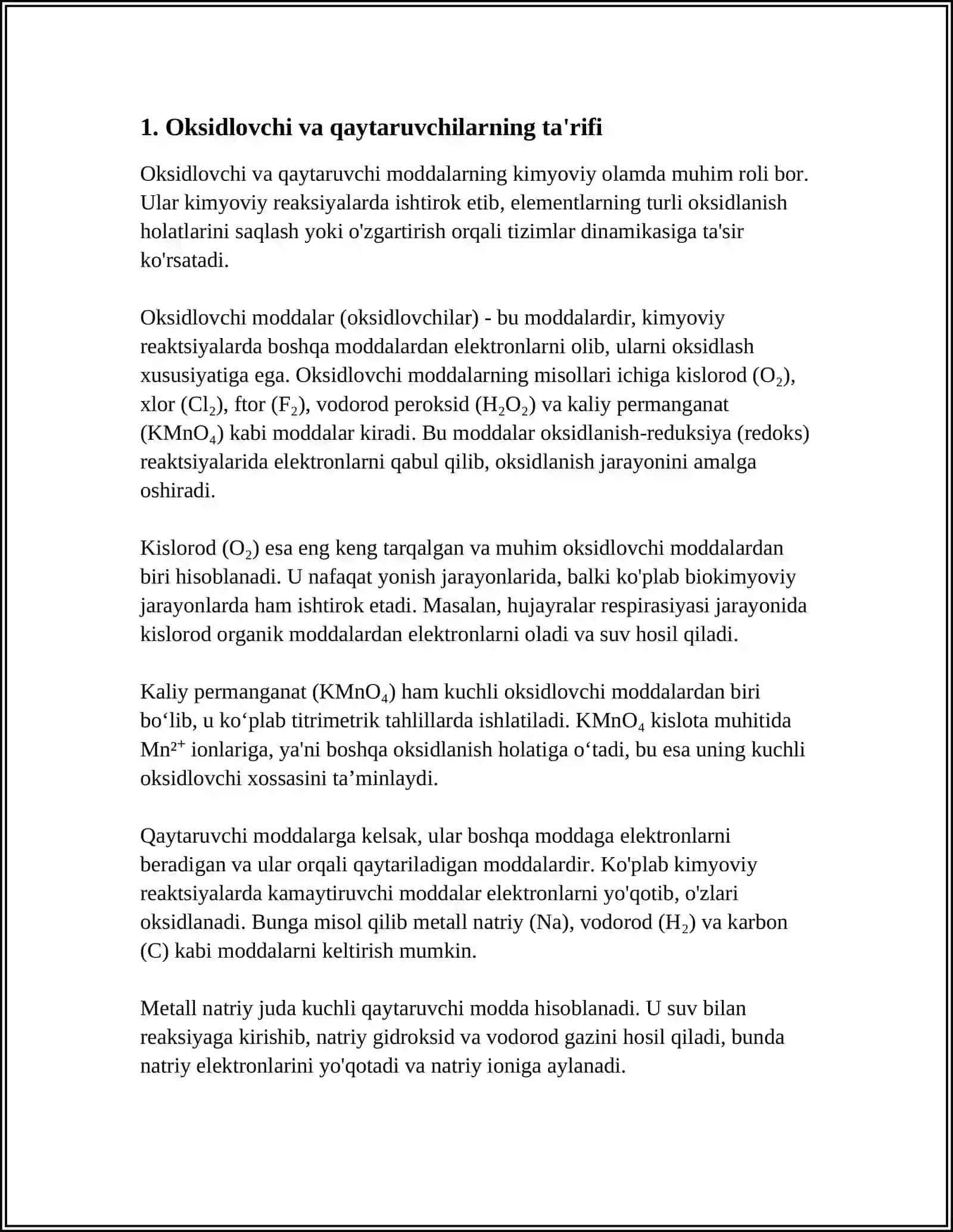 Oksidlovchi va qaytaruvchilarning ekvi va lentligini massasini aniqlash 3