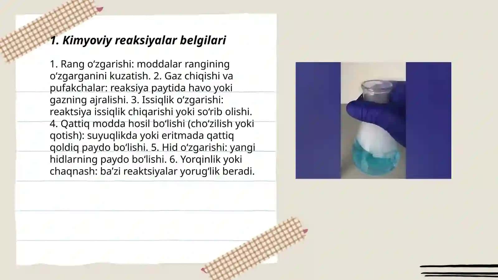 Uy sharoitida kimyoviy reaksiyalarni aniqlash 3