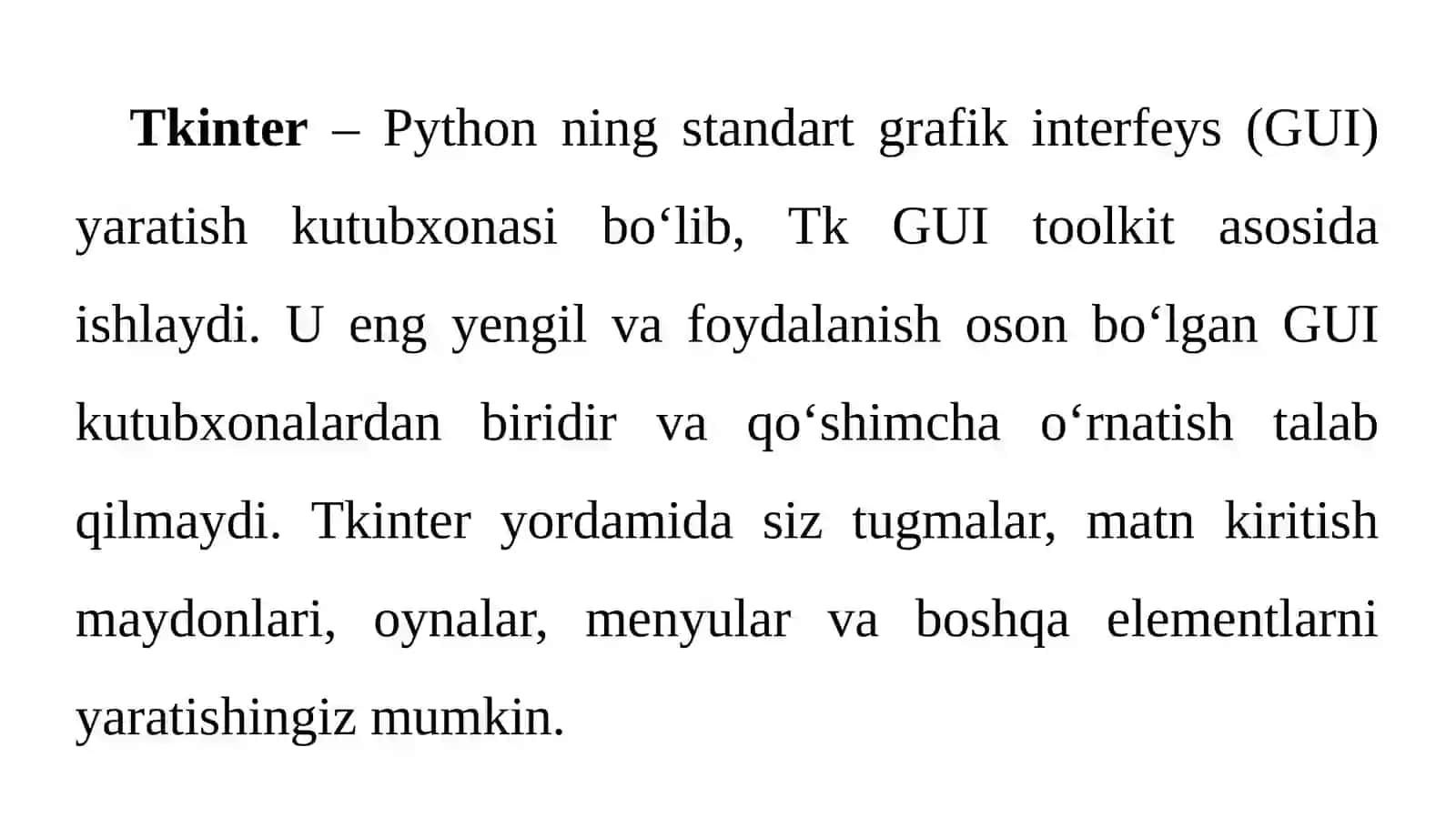Pythonda grafik interfeyslarni yaratish 3