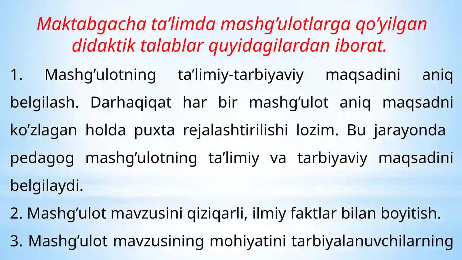 Rivojlantiruvchi markazlar, ta’limiy faoliyat va ularga qo’yilgan talablar 3