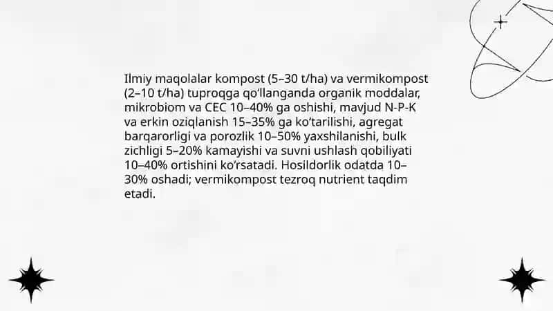 Tuproq unumdorligini va strukturasini yaxshilashga qaratilgan ilmiy maqolalarni sharhi 3