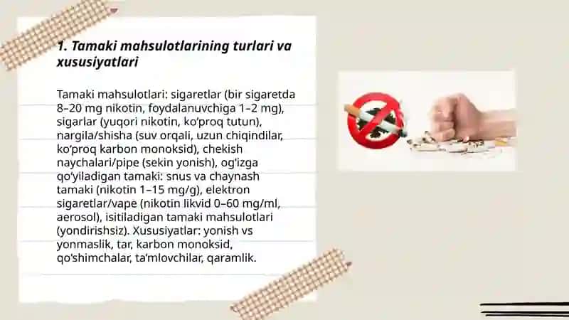 Tamaki mahsulotlari va chekishni oldini olish 3