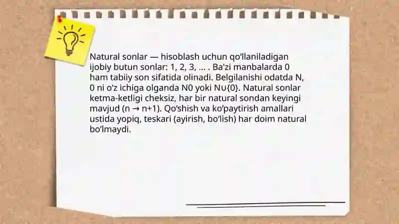Natural sonlar.Butun sonlar. Ratsional sonlar.Kasr. O‘nli kasrlar.Cheksiz davriy o‘nli kasrlar. 3