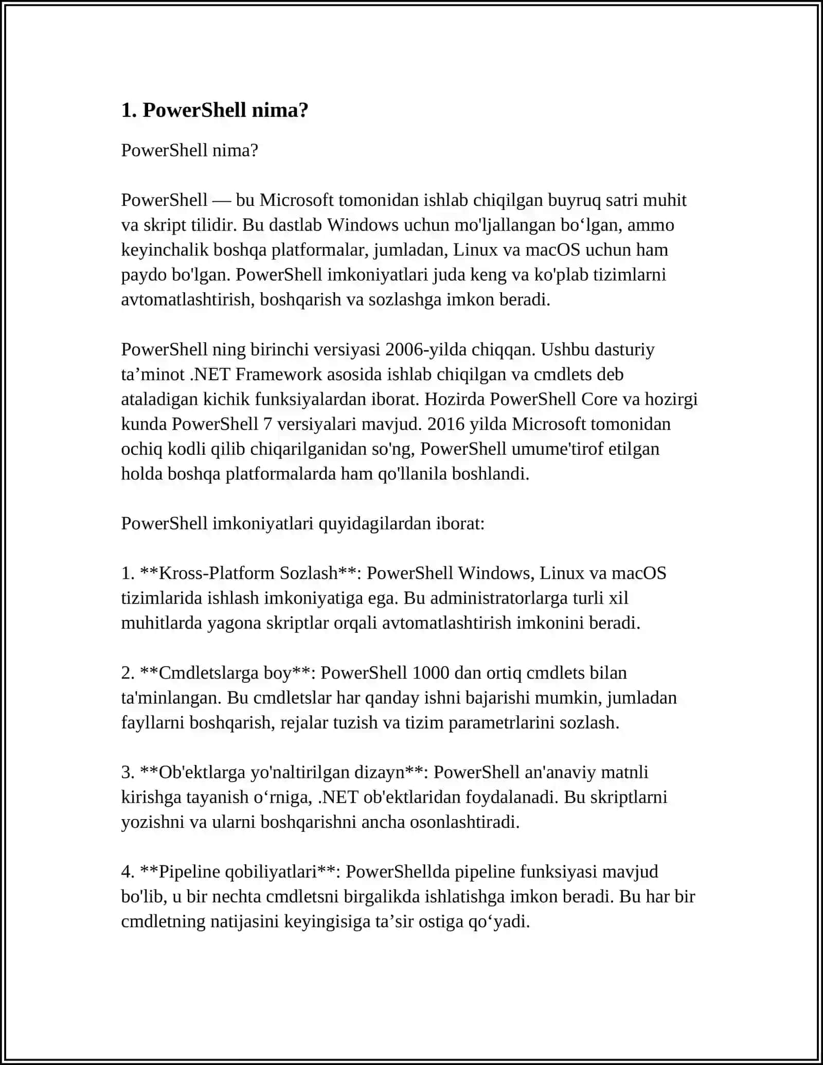 POWERSHELL HAQIDA TUSHUNCHA 3