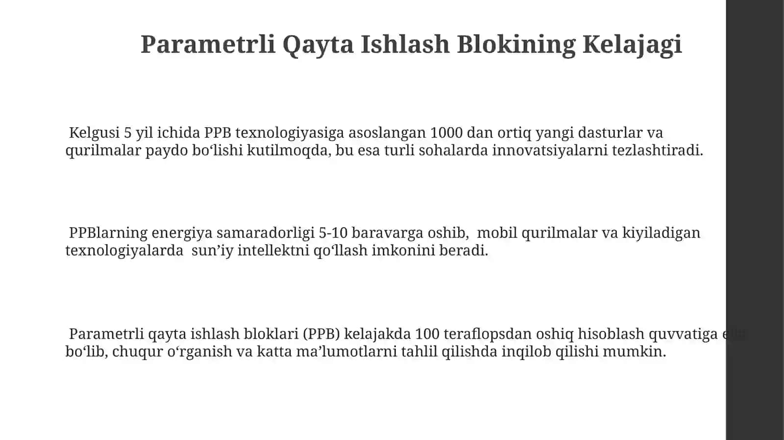 Parametrli Qayta Ishlash Bloki 3