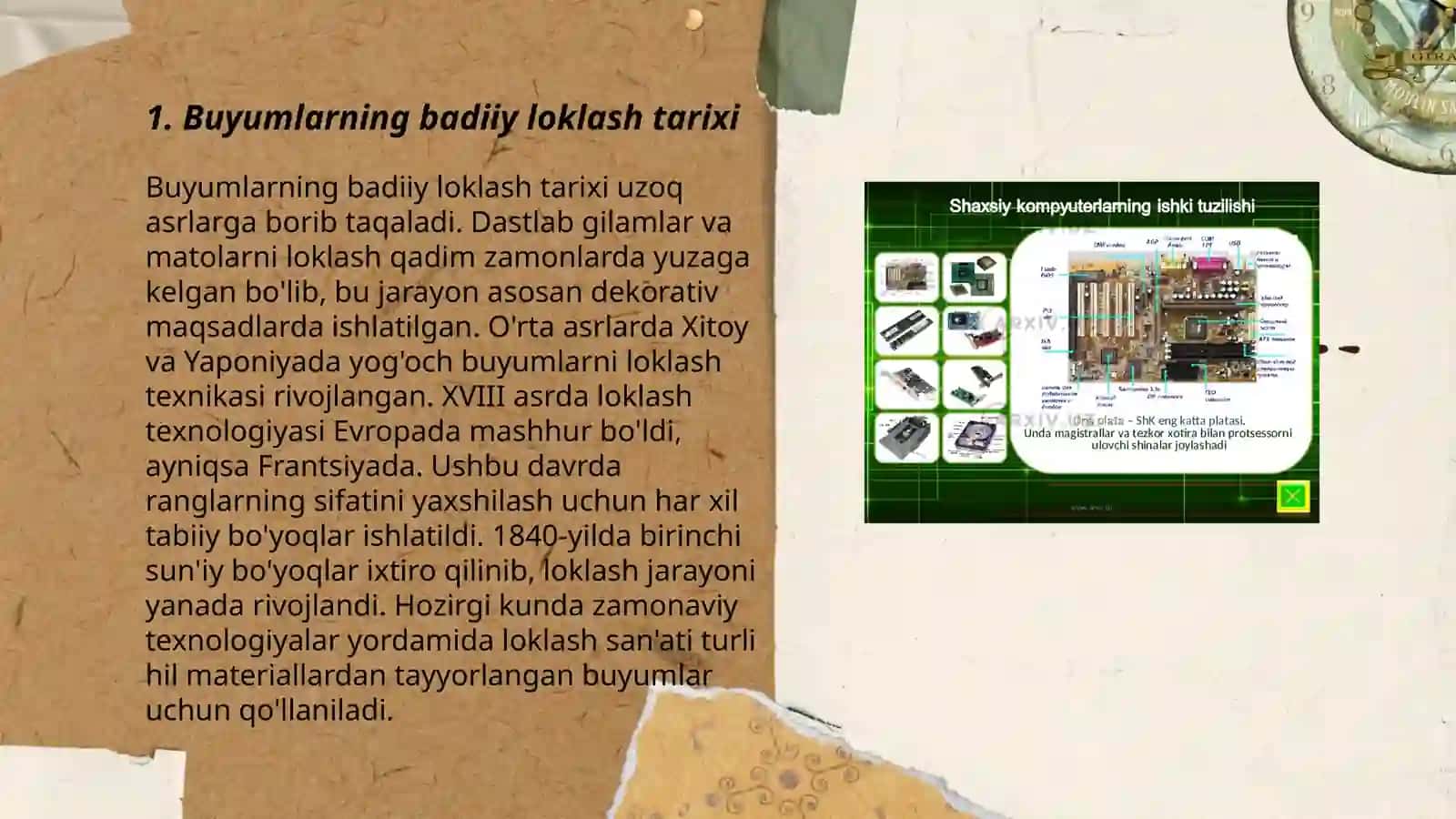 Buyumlarni badiiy loklash vaunga millilik komponentlarini ta'siri 3