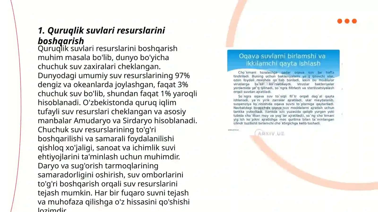Quruqlik suvlari mudofaasi, suv iste'molchilari va samarali foydalanish mexanizmlari 3