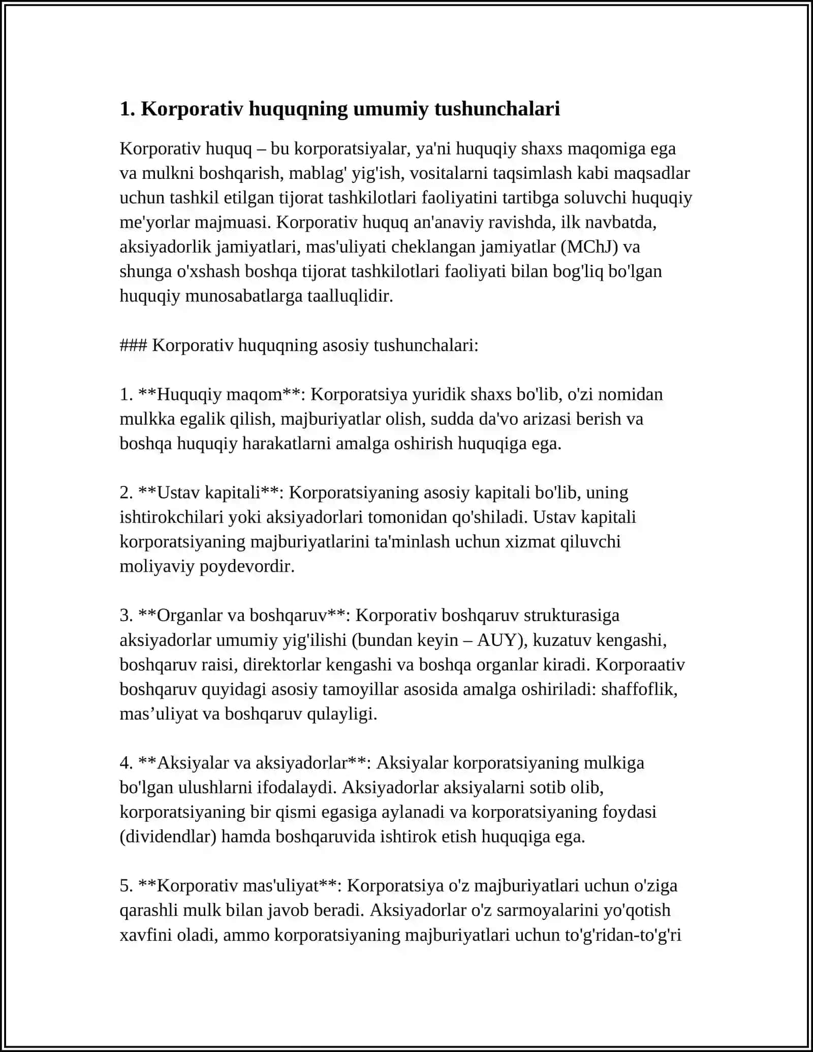 O‘zbekistonda Korporativ Huquqning O‘zig'a Xosjihatari 3