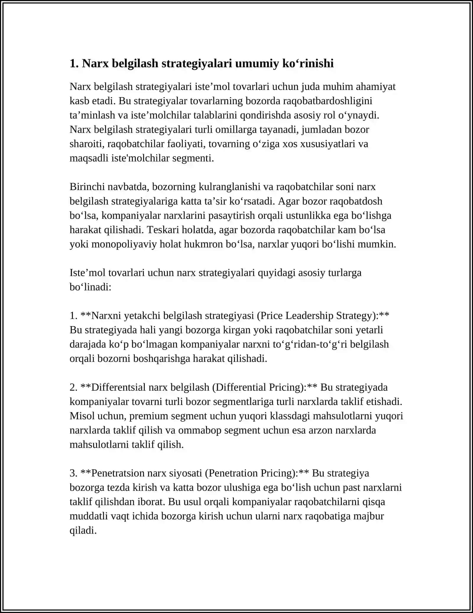 ISʼTEMOL TOVARLARI UCHUN NARX STRATEGIYALARI 3