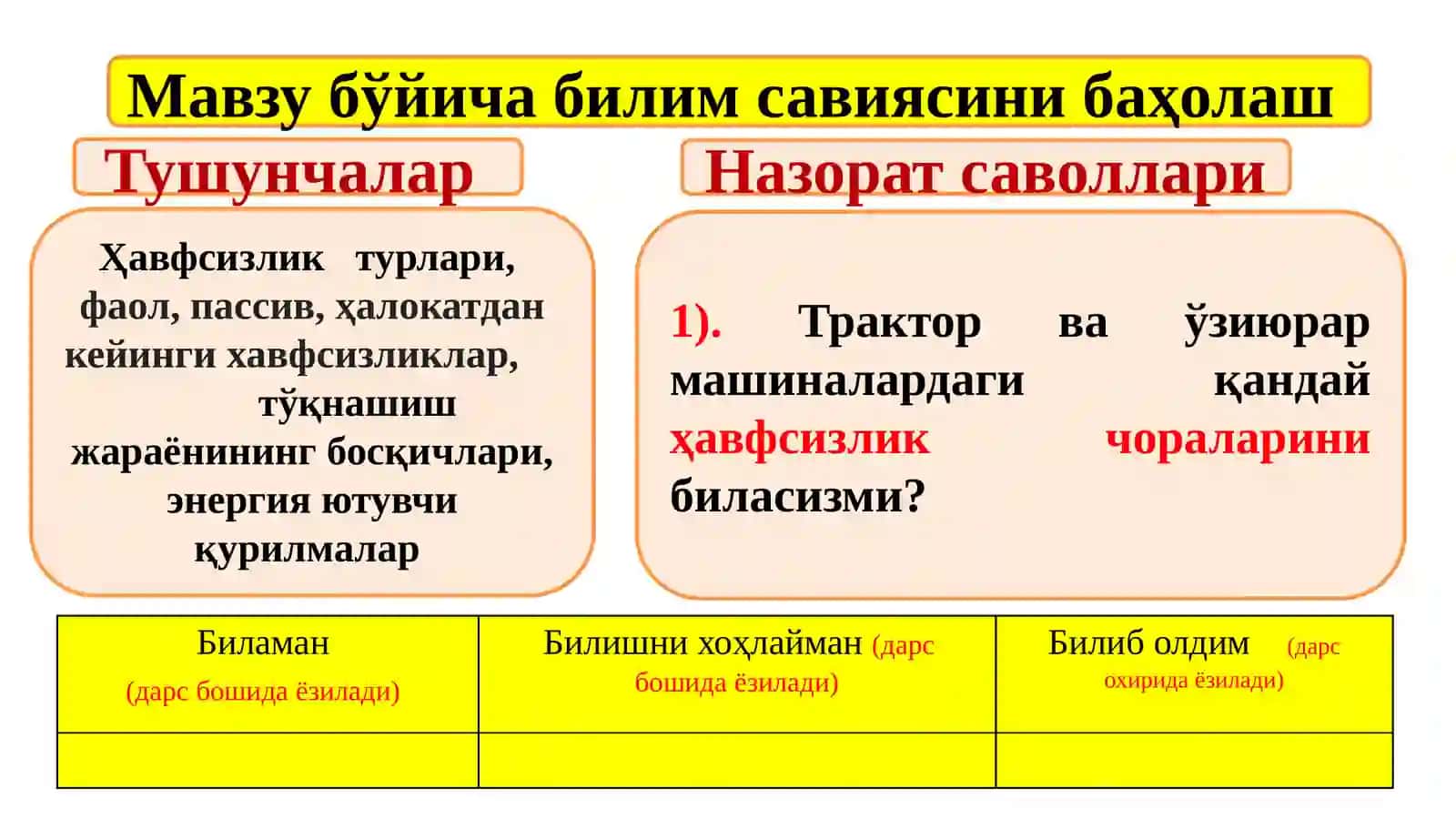 Тракторваўзиюрармашиналарнинг конструктивҳавфсизлиги 3