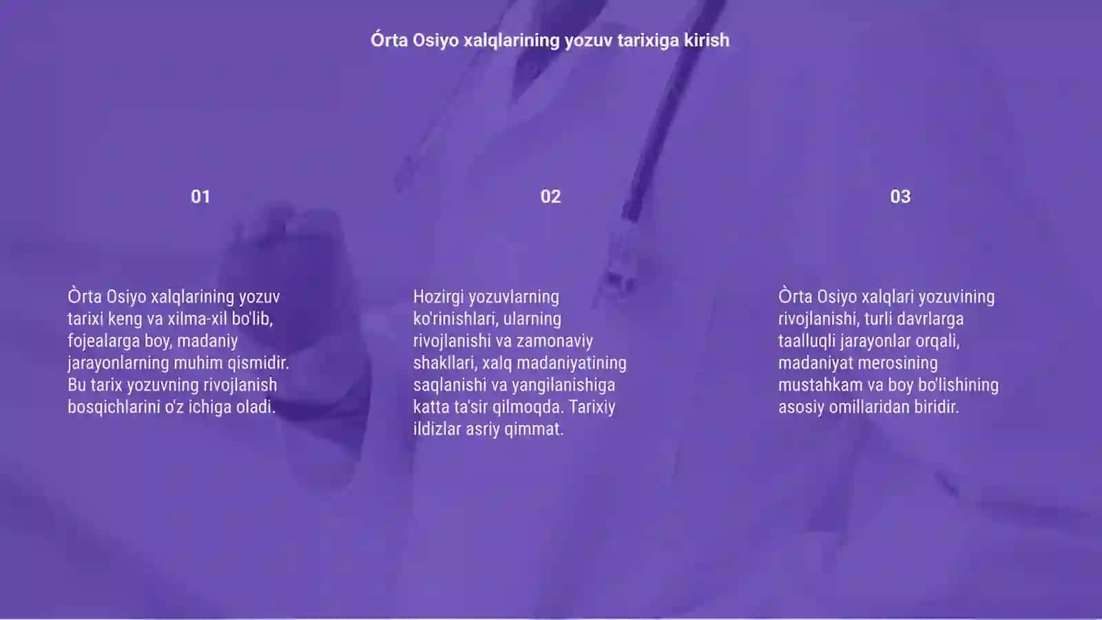 Òrta Osiyo xalqlarining yozuv tarixi.yozuvning hozirgi kòrinishlari 3