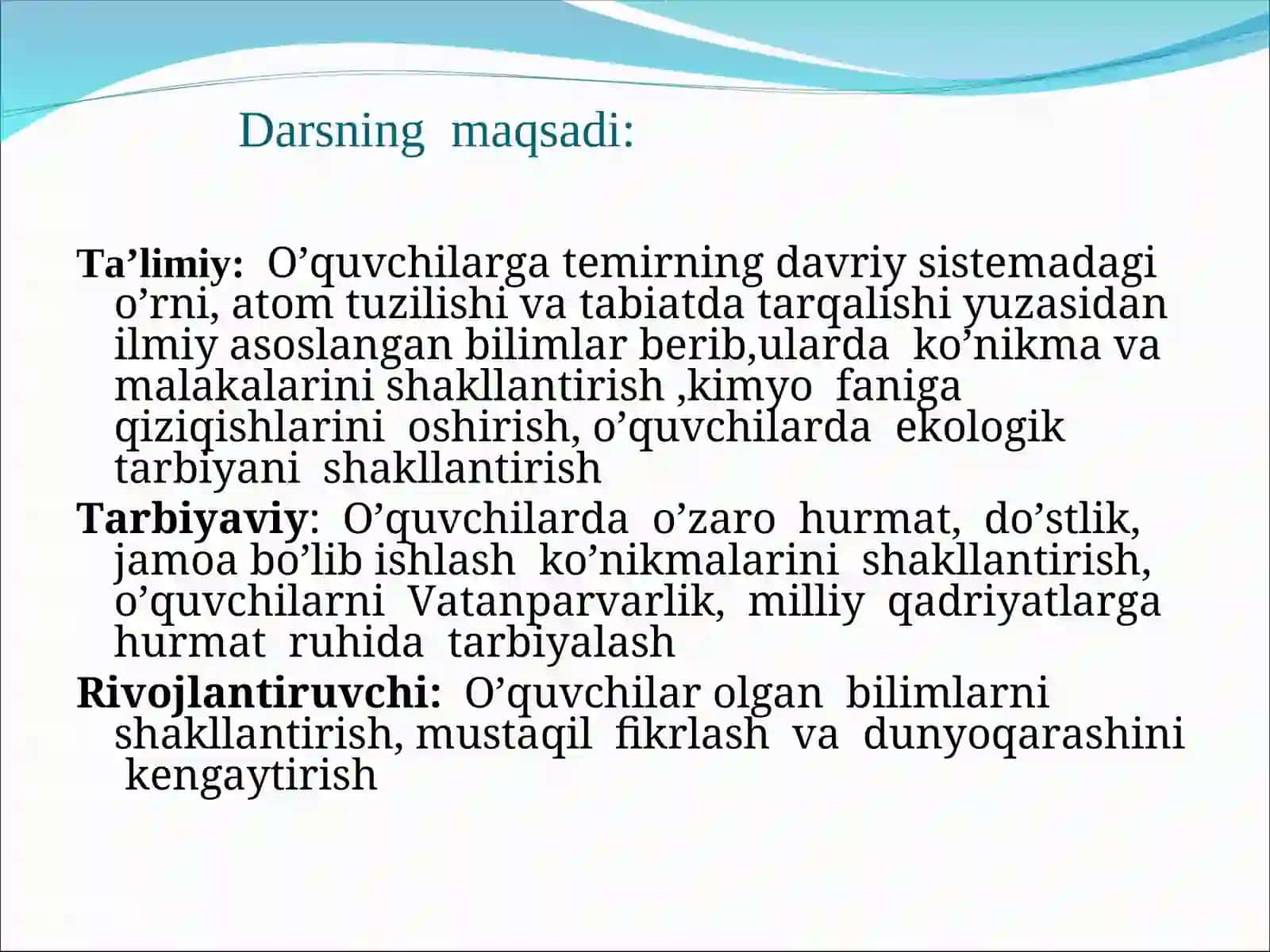 Temirning davriy sistemadagi o'rni, atom tuzilishi va tabiatda tarqalishi 3