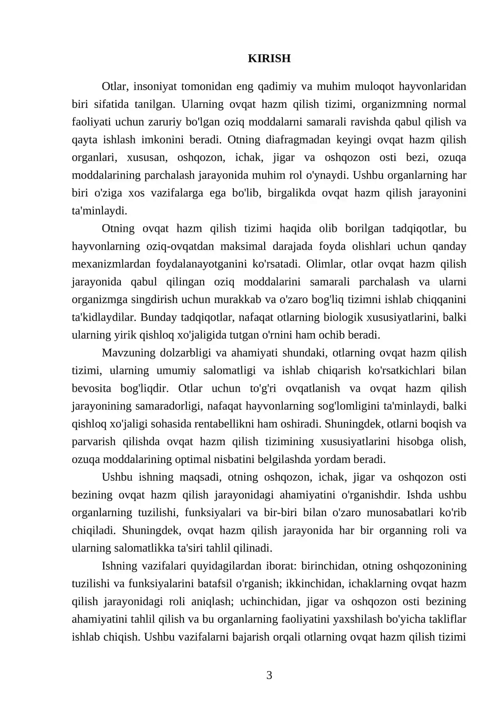 Otning diafragmadan keyingi ovqat hazm qilish organlari: oshqozon, ichak, jigar va oshqozon osti bezi 3